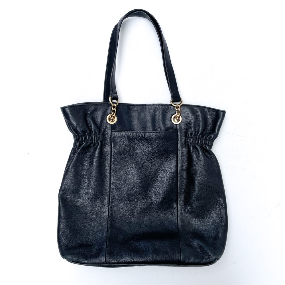 Cynthia Rowley Black Leather Hobo Bag With Gold Tone Details